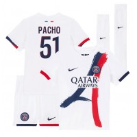 Paris Saint-Germain Willian Pacho #51 Bortaställ Barn 2024-25 Korta ärmar (+ Korta byxor)